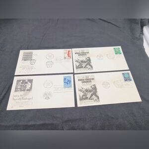 4 - 1960 Forestry Congress Boys Club Handicapped First Day Cover Envelopes Set